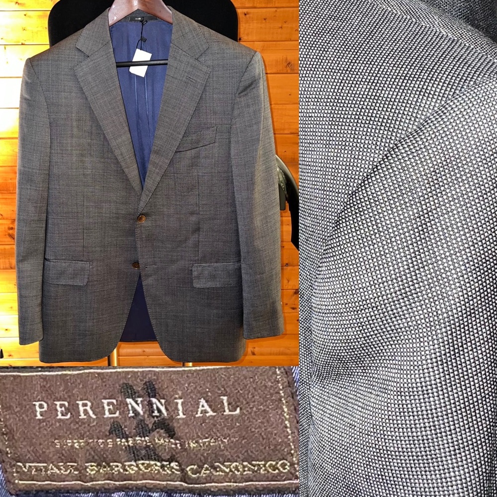 $399 Suitsupply Napoli perennial VBC wool mid gray dot suit jacket